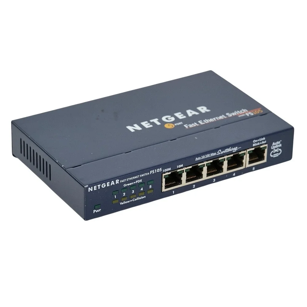 NETGEAR FS105 5 Port Fast Ethernet Network Switch with Power Adapter